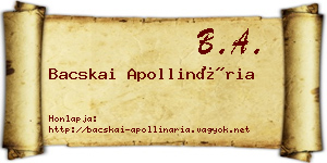 Bacskai Apollinária névjegykártya